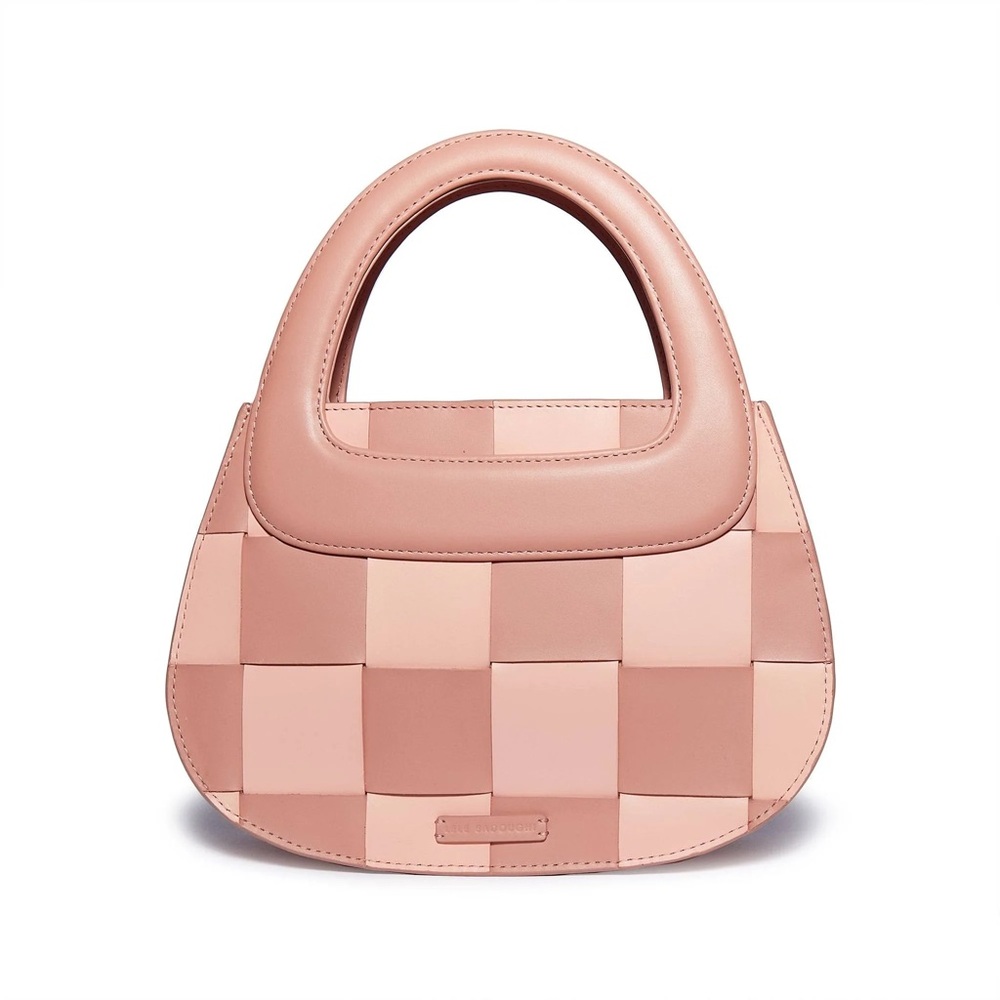 LELE SADOUGHI CARLA CHECKERED LEATHER TOP HANDLE BAG